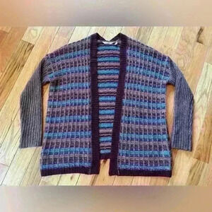 Soft Surroundings Women Size S/M Eirene Multicolor Plaid Fuzzy Sweater Cardigan